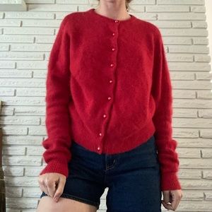 angora wool sweater with pearl buttons
